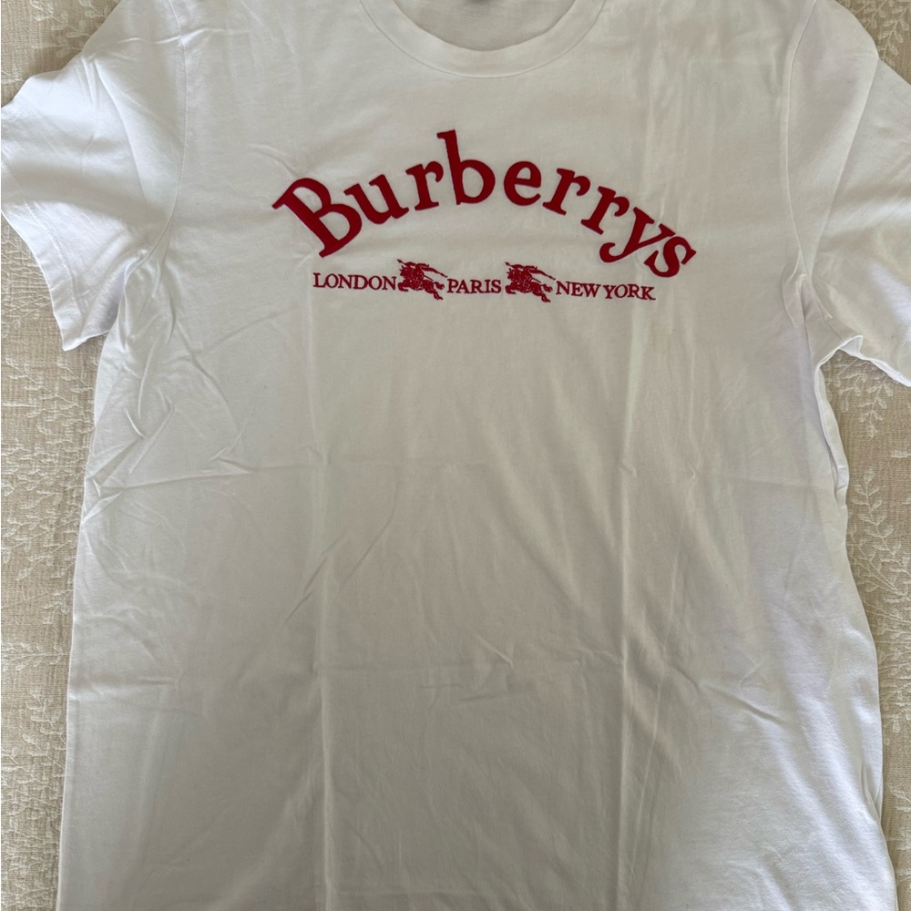 Burberry White Tee with Red Text